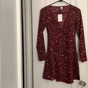 H&M Red Cheetah Wrap Dress
